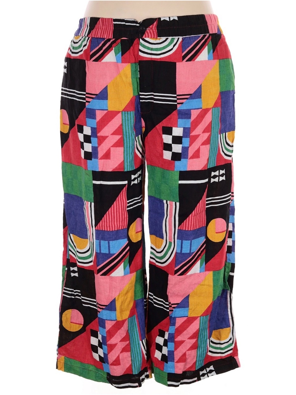 Nooworks Multi-Color Geo-Print Linen Wide Leg Pants